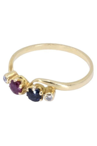 Bague 53 BAGUE MODERNE RUBIS, SAPHIR ET DIAMANTS 58 Facettes 065711