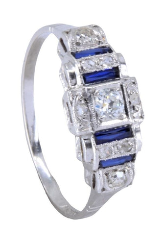 Bague 54 Bague Art Déco, saphirs, diamants 58 Facettes 063541