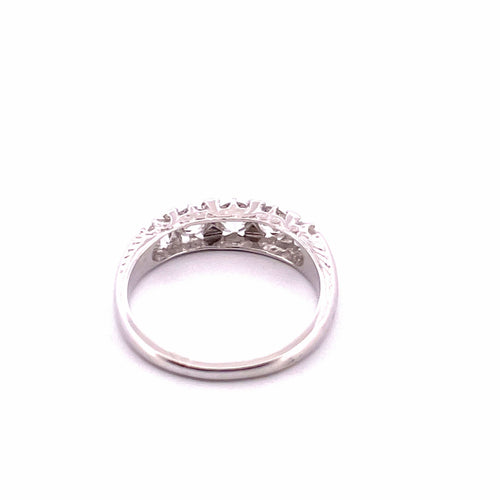 Bague Alliance ancienne en Or blanc & diamants 58 Facettes