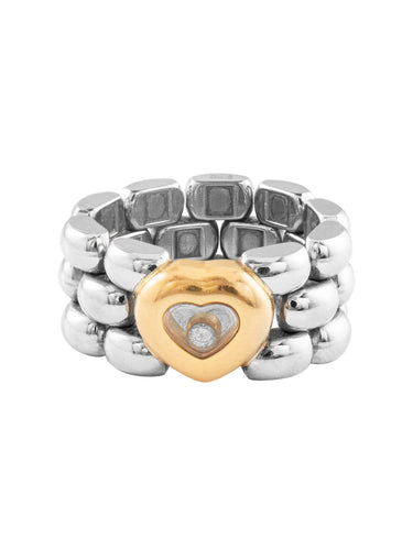 Bague Bague Chopard Collection Happy Diamonds Acier et Or Jaune 58 Facettes