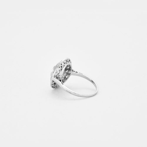Bague 54 Bague rosace Art Déco Platine diamants 58 Facettes