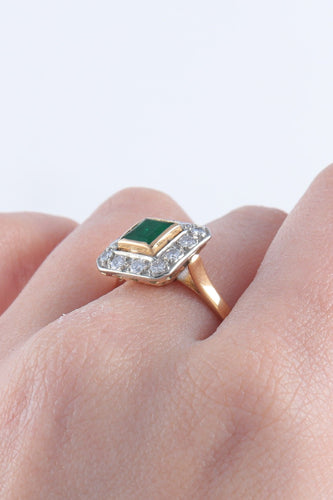 Bague Bague Or Jaune Emeraude Diamants 58 Facettes