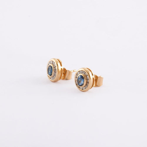 Clous d'oreilles Saphirs Diamants 58 Facettes