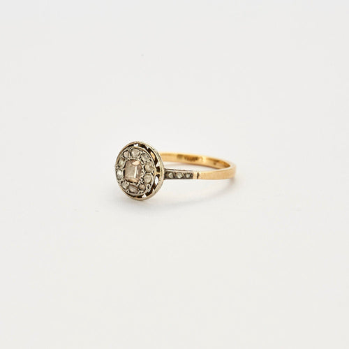 Bague 59 Bague ancienne 2 ors Diamants 58 Facettes EL2-128