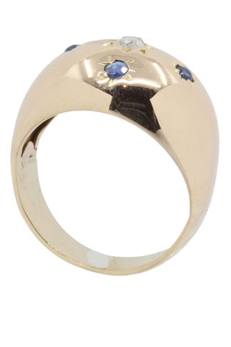 Bague BAGUE BOULE ANCIENNE SAPHIRS ET DIAMANT 58 Facettes 039451