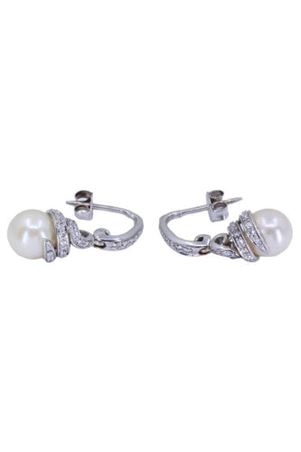 Boucles d'oreilles Boucles d'oreilles pendantes perles et diamants 58 Facettes 081371