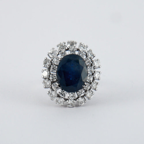 Bague 50 Bague Saphir double entourage Diamants 58 Facettes ALGU22