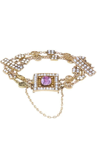 Bracelet Bracelet ancien Or jaune Perles Tourmalines 58 Facettes 082041