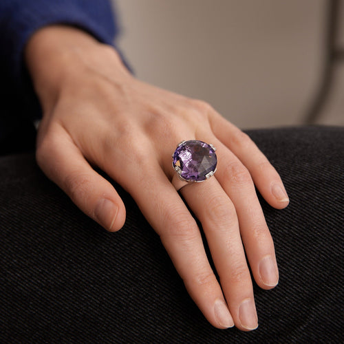 Bague 56 BULGARI - Bague Améthyste, Diamants 58 Facettes