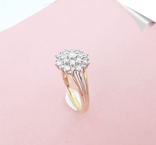Bague 54.5 Bague Fleur Or deux tons & Diamants 58 Facettes AA 1576