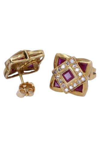 Boucles d'oreilles Boucles d'oreilles rubis et diamants 58 Facettes 081351