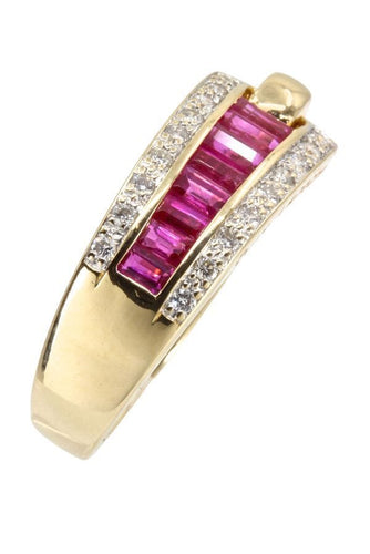 Bague BAGUE GUY LAROCHE RUBIS CALIBRÉS ET DIAMANTS 58 Facettes 039271