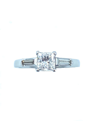 Bague 55 Bague platine et diamant princesse 58 Facettes