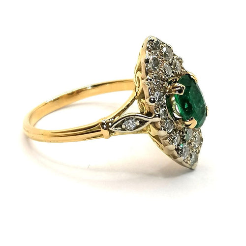 Bague Bague Marquise émeraude et diamants 58 Facettes 2061