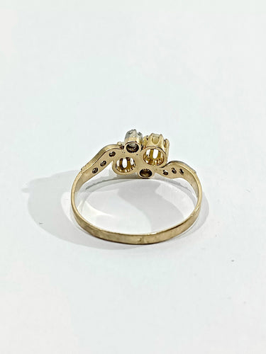 Bague 52.5 Bague Toi Et Moi Or Diamants Et Perles 58 Facettes 2308/1