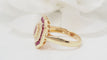Bague 54 Bague octogonale Or jaune Rubis ovale Diamants 58 Facettes 32519