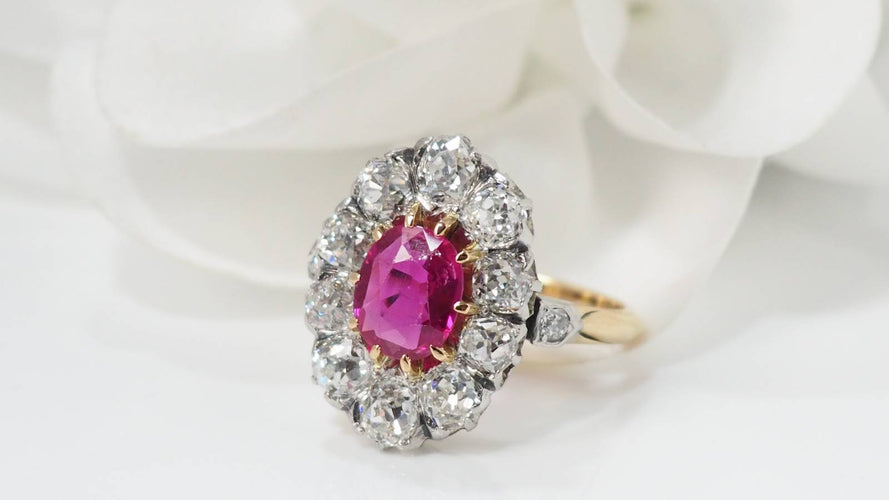 Bague 52.5 Bague Pompadour rubis naturel et diamants 58 Facettes 31889