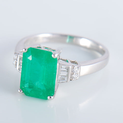 Bague 54 Bague Emeraude de Colombie Diamants 58 Facettes 324E110