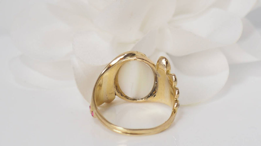 Bague Bague Toi et Moi Oiseaux pierre de Lune et Rubis 58 Facettes 31230