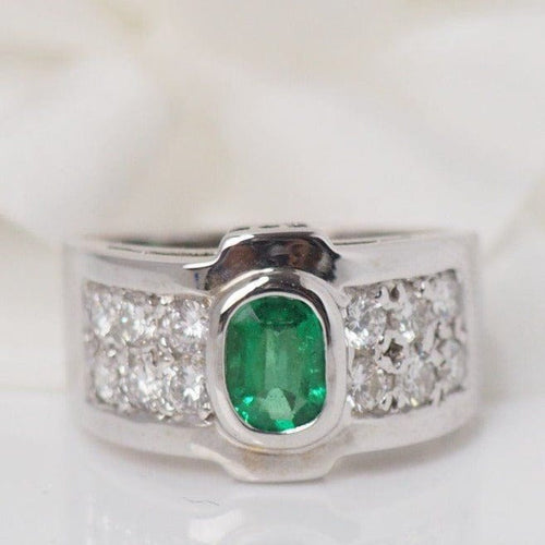 Bague 53 Bague en Or Blanc, Emeraude Et Diamants 58 Facettes 30753