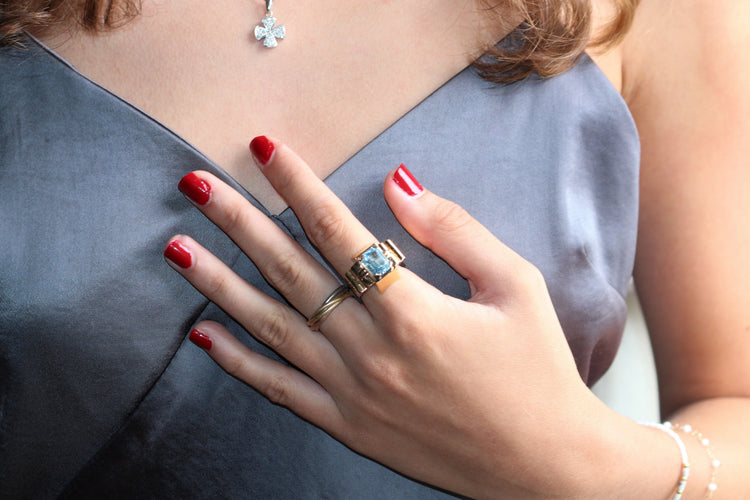 Bague 54 Bague TANK aigue-marine 58 Facettes 542