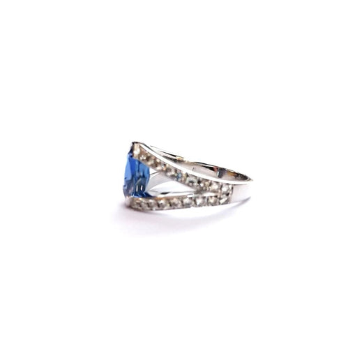 Bague 53 Bague Or blanc Saphir Ceylan Diamants 58 Facettes 3780