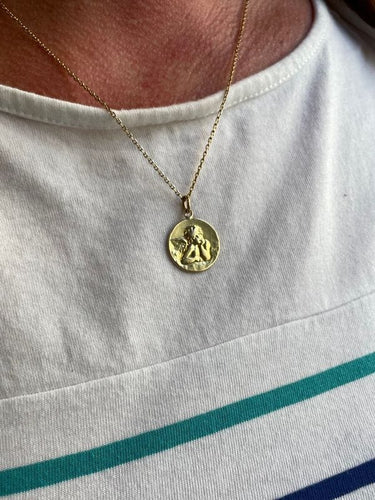 Pendentif MÉDAILLE ANCIENNE ANGE RAPHAËL 58 Facettes 052451