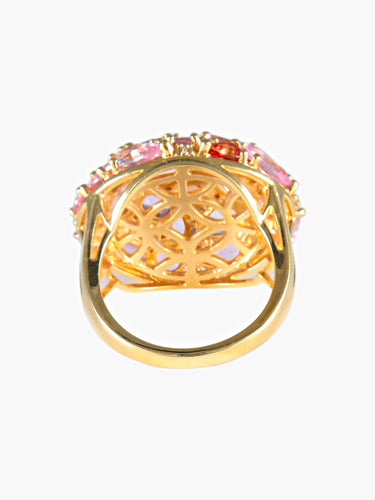 Bague 52 Bague Boule Saphirs roses, Citrines miel et Diamants 58 Facettes