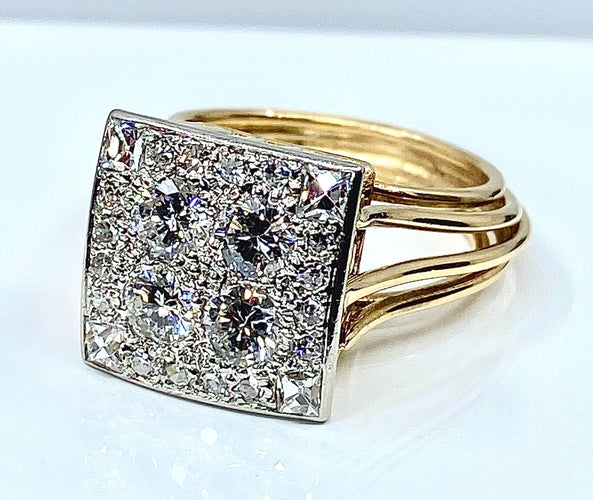 Bague 51 Bague 2 Ors pavée de Diamants 58 Facettes AB225