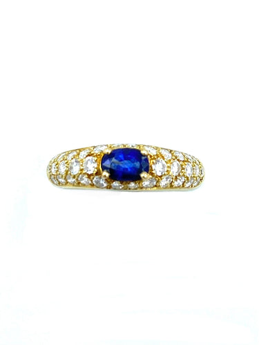 Bague BOUCHERON. Bague vintage or jaune, saphir et diamants 58 Facettes