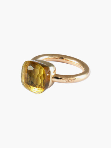 Bague 49 Pomellato – Bague Modèle « Nudo » Classic Quartz Jaune et Or Rose 58 Facettes