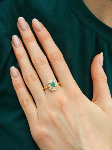 Bague 58.5 Bague Emeraude et Diamants 58 Facettes HS19736