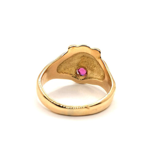 Bague Bague chevalière lion or jaune rubis 58 Facettes 2652