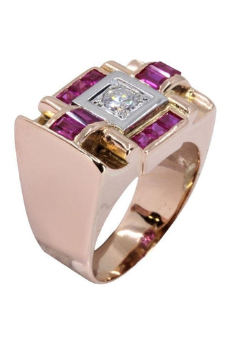 Bague 52 BAGUE TANK RUBIS ET DIAMANTS 58 Facettes 066211