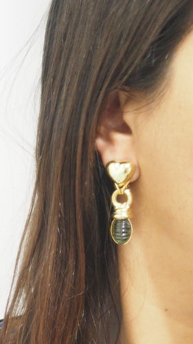 Boucles d'oreilles 4.5cm Boucles d'oreilles en or jaune et tourmalines 58 Facettes 32263