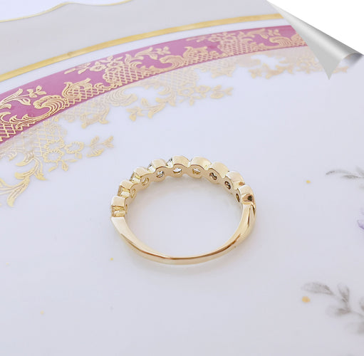 Bague 58.5 Demi-Alliance Diamants 0,90 ct Or Jaune 58 Facettes AA 1517