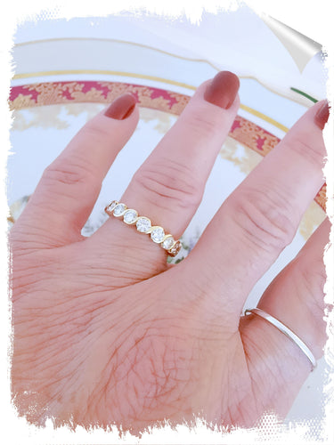 Bague 58.5 Demi-Alliance Diamants 0,90 ct Or Jaune 58 Facettes AA 1517