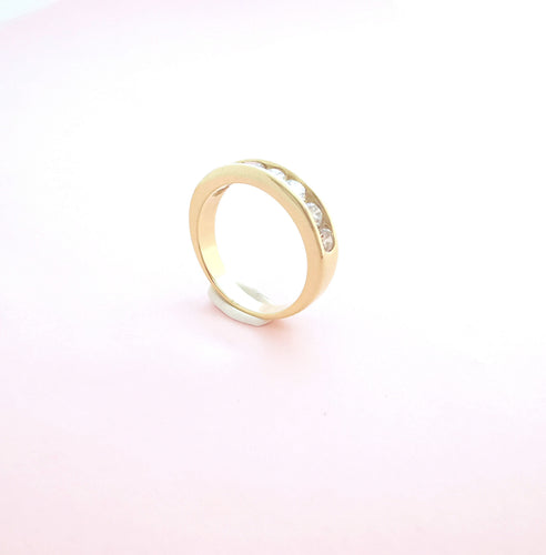 Bague 54 Demi Alliance Diamants 0,70 carat Or Jaune 58 Facettes AA 1612