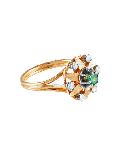 Bague 50 Bague Vintage 2 Ors Emeraude Diamants 58 Facettes