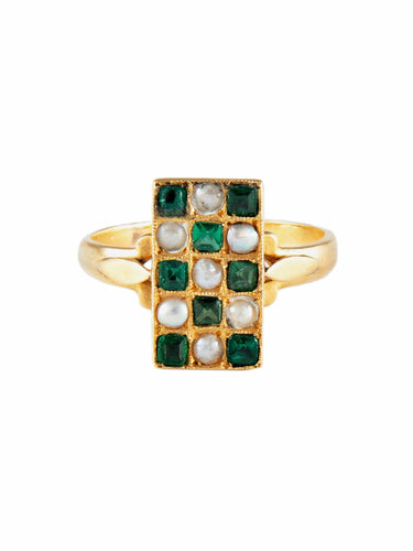 Bague Bague Art Déco Or Jaune Motif Damier 58 Facettes