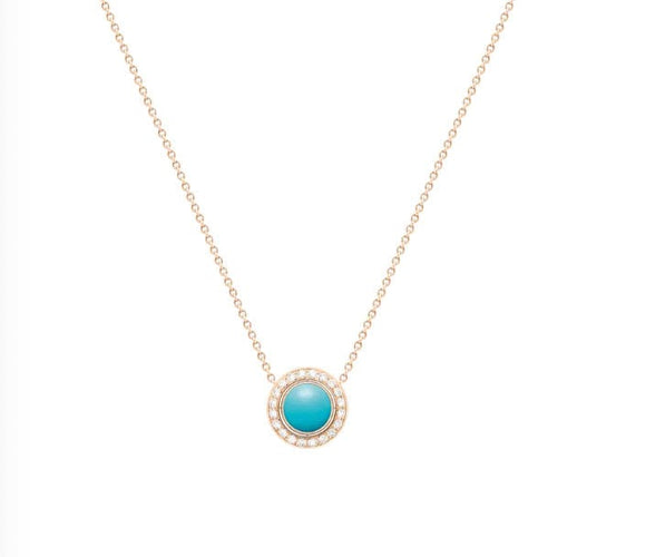 Collier PIAGET - Pendentif "Possession" Or Rose, Turquoise & Diamants 58 Facettes G33PD200