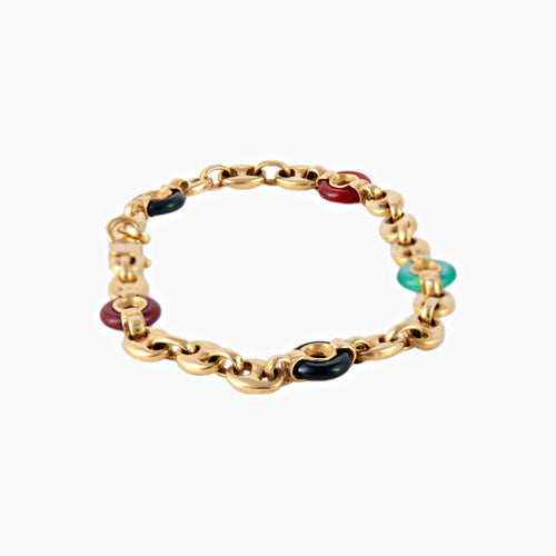 Bracelet Bracelet "grains de café" en or jaune et pierres dures 58 Facettes