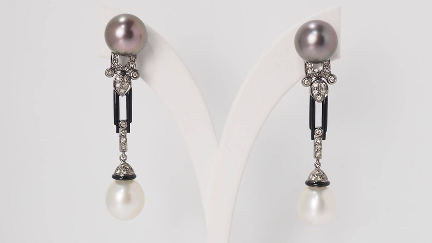 Boucles d'oreilles Boucles d'oreilles diamants cognacs et perles 58 Facettes 32154