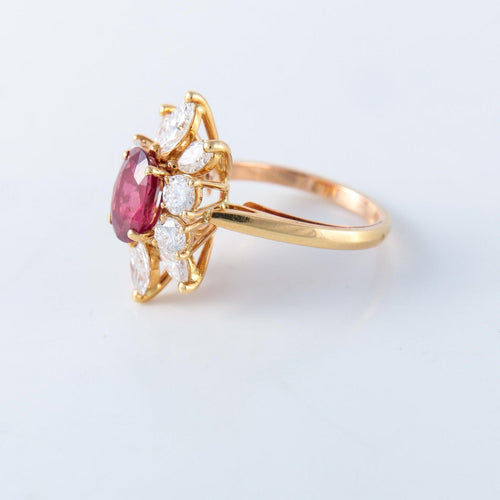 Bague 55 Bague Marguerite Rubis Diamants 58 Facettes