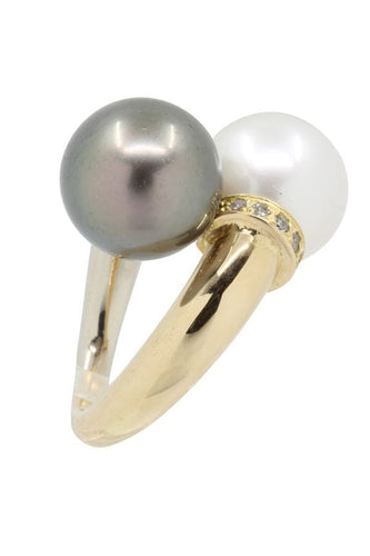 Bague BAGUE TOI ET MOI PERLES ET DIAMANTS 58 Facettes 039241