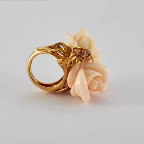 Bague 55 DIOR - Bague Pré Catelan Corail Saphirs Roses 58 Facettes FL245
