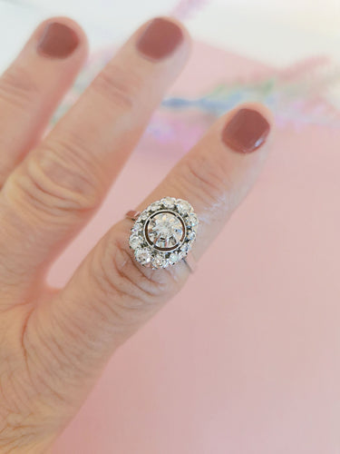 Bague 57 Bague Ancienne Diamants Or Blanc et Platine 58 Facettes AB 1075