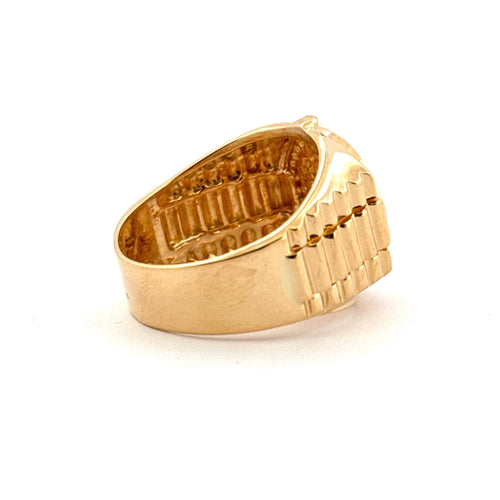 Bague 63 Chevalière couronne en or jaune 18 carats et zirconium 58 Facettes