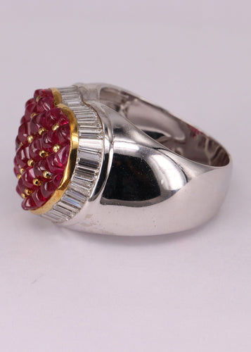 Bague Enter Bague Cœur Or blanc Rubis et Diamants 58 Facettes RNG141