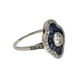 Bague 57 Bague Art Déco saphirs diamant 58 Facettes 1-1181/1